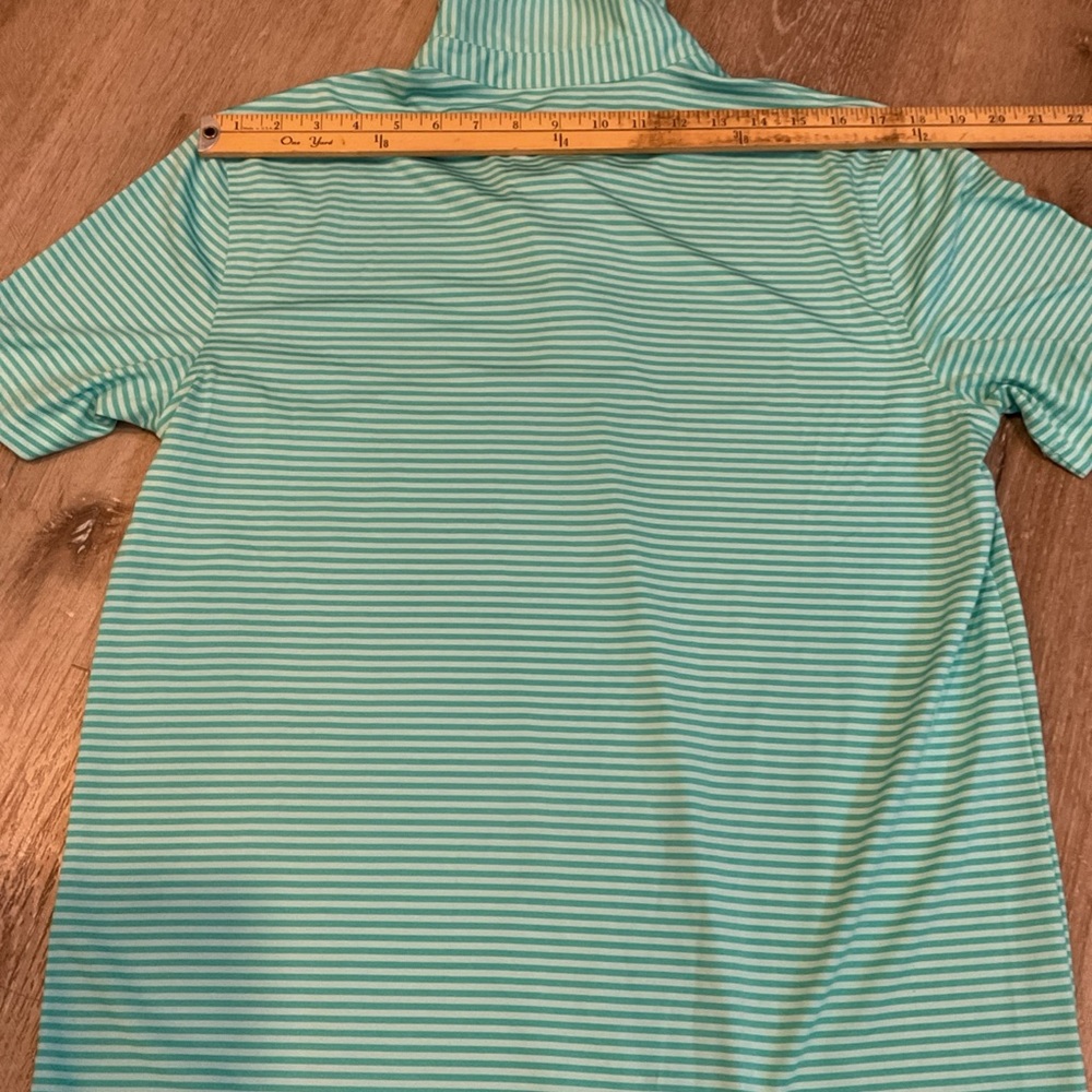 Croft & Barrow Performance Aqua Striped Short Sleeve Polo Shirt - Men’s Size Med - Picture 6 of 11